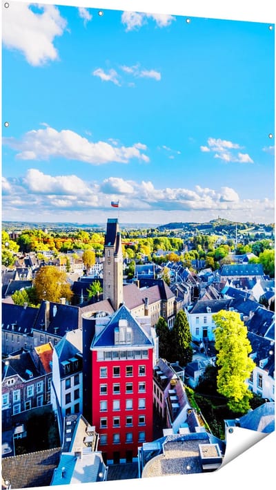 Gards Tuinposter Maastricht Stad met Huizen - 120x180 cm - Tuindoek - Tuindecoratie - Wanddecoratie buiten - Tuinschilderij