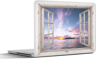 Laptop sticker - 11.6 inch - Doorkijk - Zee - Eiland - 30x21cm - Laptopstickers - Laptop skin - Cover