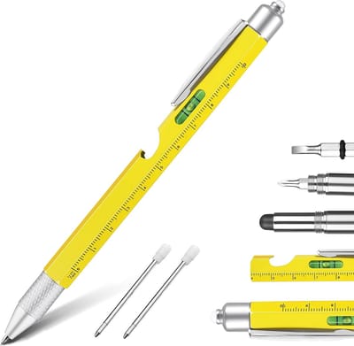 YONO Multitool Pen - Liniaal - Waterpas - Schroevendraaier - Zaklamp - Flesopener - Stylus - 9in1