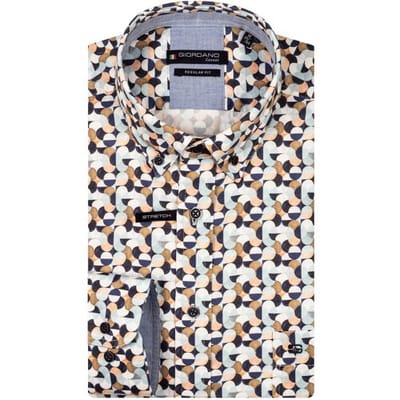 Giordano Overhemd Ivy Graphic Half Circles Fantasy Oranje-Multi / male