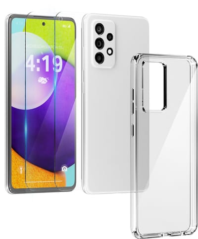Hoesje geschikt voor Samsung A52 Transparant - 2x screenprotector - beschermglas screen protector - Anti Shock hoesje case
