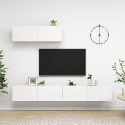 vidaXL - Tv-meubelen - 3 - st - bewerkt - hout - wit