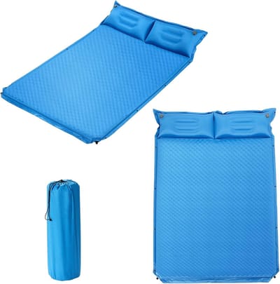 COSTWAY Campingmat, zelfopblazend, 2 personen, campingmat met kussen, ultralicht, waterdicht, luchtmatras, campingmatras, slaapmat voor kamperen, wandelen, strand, reizen