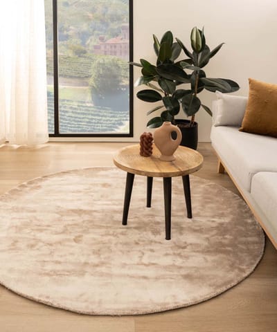 Viscose vloerkleed rond - Pearl beige 100