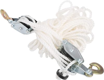 Lifting Pulley voor zware lasten tot 4000LB, gegalvaniseerd staal, hijsblok met 20m nylon touw voor industriële toepassingen en constructieprojecten
