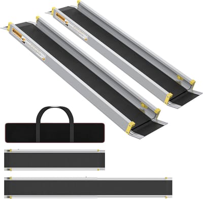ACXIN Opvouwbare Aluminium Rolstoelhelling 5FT – Uitschuifbare Telescoopramen voor Trappen, Max. Draagvermogen 300 kg, Verstelbare Ramp 91–152,5 cm