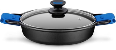 Gegoten aluminium braadpan 36 cm met glazen deksel - inductie geschikt - antiaanbak