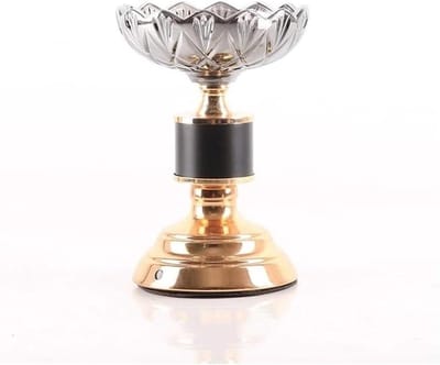 Kandelaars Kristalglas - Kaarshouders Elegant - Tafeldecoratie Romantisch - Verfijnd Design - 21cm - Zilverkleurig