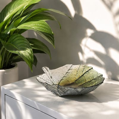 Maleras Folia – Glaskunst In De Vorm Een Blad - Groen - Voor Binnen - Tafel