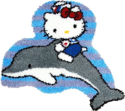 Vervaco - Knoopvormtapijt kit - Hello Kitty op dolfijn - PN-0149833 - Borduren - Borduurpakket - Borduurpakket volwassenen - Borduurpakket kind