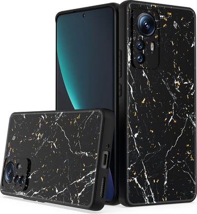 LuxeBass Siliconen hoesje met print geschikt voor Xiaomi 12 - Marmer Black - telefoonhoes - gsm hoes - telefoonhoesje