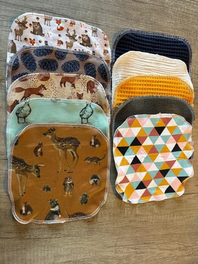Wasbare babydoekjes - Wasbare billendoekjes - Groot formaat - 20 x 20 cm. - Katoenen materiaal - Assorti kleur en print - Mileuvriendelijk