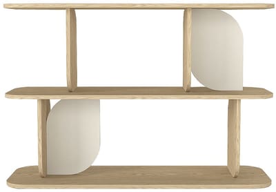 Vente-unique Wandrek met 2 planken - Licht naturel en beige - NELERIA