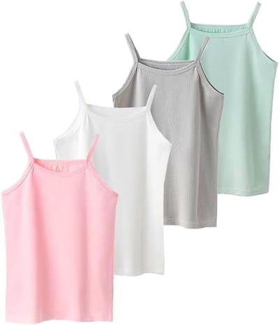 Comfortabele en ademende tanktops voor meisjes van 2-8 jaar, 4-delige set met zachte bodices