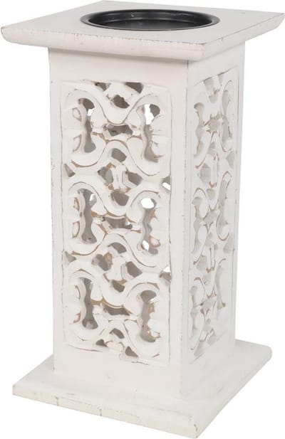 Outdoor Living Forte kandelaar 14x14xH26 cm - wit