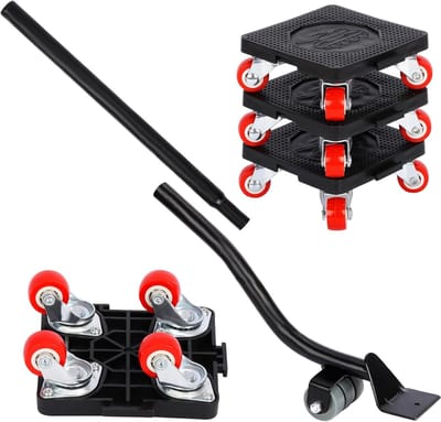 Allecto- Meubelverplaatsers - Zwaar belastbaar - Zwart - Vloermat - Verhuis hulpmiddel - Draagcapaciteit - Geschikt voor Alle Vloertypes - Set van 4 - Meubelverplaatsers met Liftgereedschap - 400kg Draagvermogen - Soepele beweging - 360° Draaiing