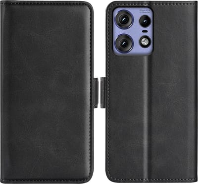 MobyDefend Hoesje - Geschikt voor Motorola Edge 50 Pro - Luxe Wallet Book Case (Sluiting Zijkant) - Zwart