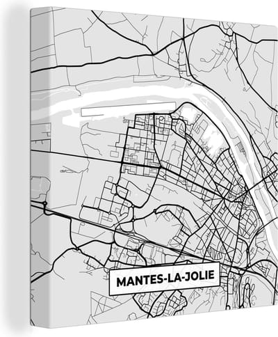 Canvas Schilderij Kaart - Stadskaart - Frankrijk - Nantes-la-Jolie - Plattegrond - 20x20 cm - Wanddecoratie