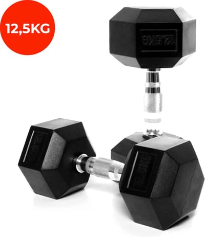 Core Power - Rubber Hex Dumbbells - 12.5 kg - Dumbbell set - Krachttraining - Halterset