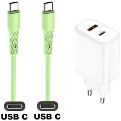 36W super snellader met 2 poorten + 1,0m USB C naar C kabel. Universele PD lader. Oplader adapter past op JBL Quantum Wireless 350 / 360 / 360P / 360X / 610 / 810 / 910 / 910P / 910X / ONE / 400 / 600 / 800 / TWS
