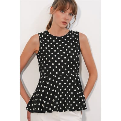 Gestipte Mouwloze Crêpe Blouse