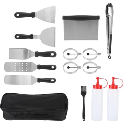 Roestvrij Staal Bakplaat Accessoires Anti-aanbak BBQ Gereedschap Set Barbecue Grill Gereedschap voor Keuken(Set van 14 stuks ) gray