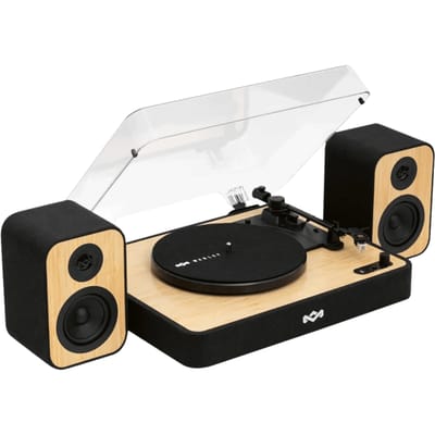 House of Marley Revolution Bluetooth Platenspeler met Passieve Boekenplank Speakers - LP Speler - Auto-stop - Ingebouwde Stofkap - Audio Technica Element - Vinyl - Gemaakt van Duurzame Materialen
