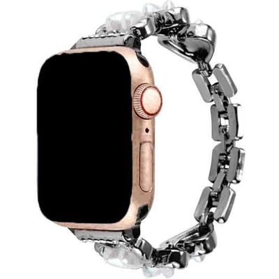 123watches bandje Demi - staal - zwart - 38 · 40 · 41 & 42 mm - Geschikt voor Apple Watch series 1/2/3/4/5/6/7/8/9/10/11/12/SE/SE2/SE3