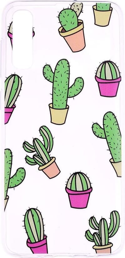 Shop4 - Geschikt voor Samsung Galaxy A70 Hoesje - Zachte Back Case Cactussen Transparant