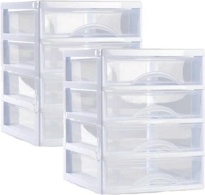 Plasticforte Ladeblokje/bureau organizer 2x lades - wit/transparant - L18 x B21 x H23 cm - plastic