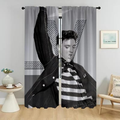 Shades Elvies Scheidingsgordijn voor Kamer 2 Panelen Verduisterende Gordijnen voor Camera Halloween Decoratie Interieurgordijnen W50xH70cmx2pcs-CL