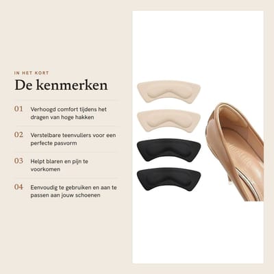 Dailygoods- Hak Kussentjes 10 Paar - Verstelbare Teenvullers - Schoenvullers - Hielgrepen - Voorzolen - Comfort en Pijnvermindering - Schoenkussentjes