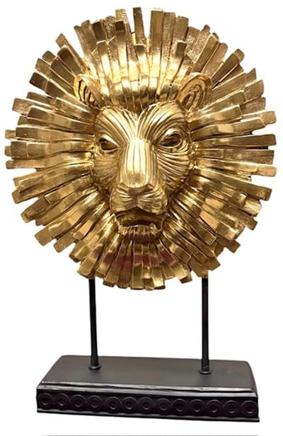 Decoratieve figuren Leeuw Zwart Gouden Polyresin (28 x 38,5 x 11,5 cm)