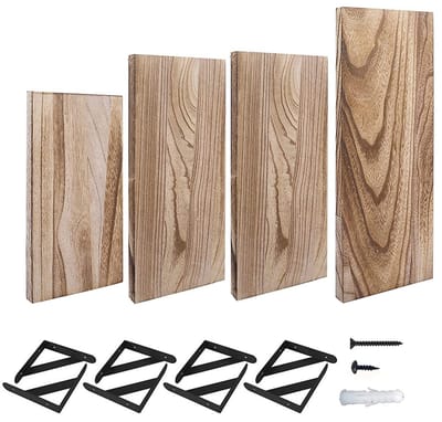 REDOM Wandplank Set 4-delig – Wandrek 42 cm + 3 formaten (11.4/14.2/16.5 inch) – Ruimtebesparend muurplank opbergsysteem – Voor woonkamer slaapkamer keuken badkamer – Hout – Naturel houtkleur