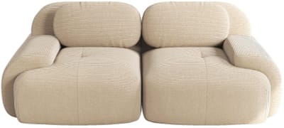 82" loveseat-sofa van katoen, modulair combineerbaar met gebogen armleuningen en antislip onderkant, zeer veerkrachtige bekleding voor woonkamer, slaapkamer en thuisbioscoop, beige