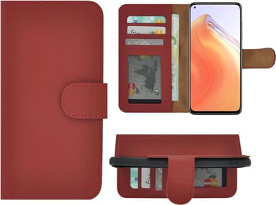 Hoesje Geschikt voor Xiaomi Mi 10T 5G - Bookcase - Portemonnee Hoes Echt leer Wallet case Rood