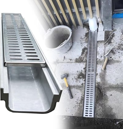 Afvoergoot U-vorm - Lineaire Drainage - Waterafvoer Garanderen - Roestvrij Staal Dek - 60 x 11 x 6 cm - Zilver