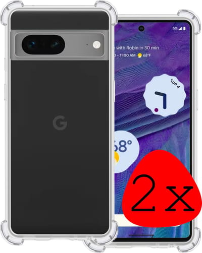Hoesje 2 Stuks - Geschikt voor Google Pixel 7 - Sterk & Shockproof - Siliconen Case - Back Cover - Telefoon Hoes Shock Proof - Transparant
