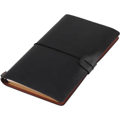 Klassiek PU Leer Reisnotitieboek Gepersonaliseerd Journal Dagboek Navulbaar Notitieblok (Zwart) zwart