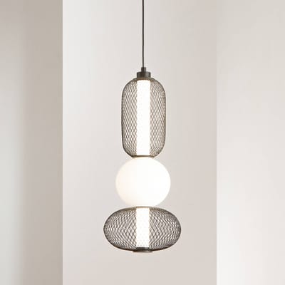 Luce Ambiente Design LED hanglamp INKAS, hoogte 53 cm, zwart, glas/metaal, CCT