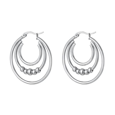 Bijoutheek Oorringen Drie Hoops En Beads Zilver 0289843-118