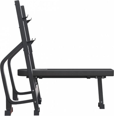 Gorilla Sports Vlakke Halterbank - Fitnessbank - Haltersteunen - Belastbaar tot 250 kg - Zwart