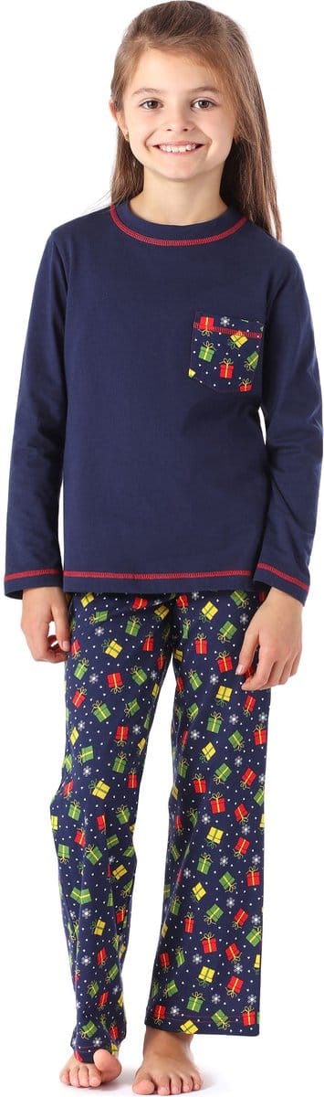 Merry Style Meisjes Pyjama - Lange mouwen - Lange broek - Katoen - MS-MS10-215-PJ - Marineblauw/Cadeaus - 122