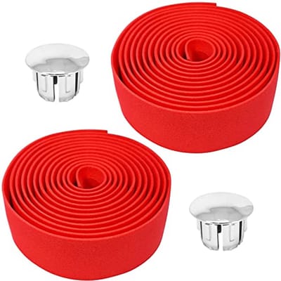 Comfortabele Schuimrubberen Fietsstuurbanden - Zelfklevend en Verchroomde Sluiting - Ideaal voor Straat, Fixie en Singlespeed - Rood - Set van 2
