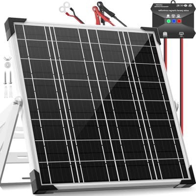 Zonnepaneel Kit - Onderhoudslader Batterij - Accu Opladen - MPPT Laadregelaar - 20 Watt - Zwart