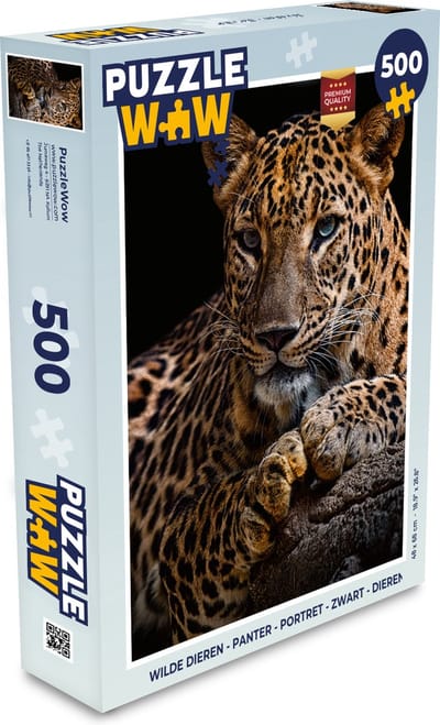 Puzzel Wilde dieren - Panter - Portret - Zwart - Dieren - Legpuzzel - Puzzel 500 stukjes