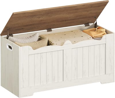 Opbergbank - Entree Meubel - Ruimte Besparen - Combinatie Zitting - 100 cm Breed - Wit Bruin