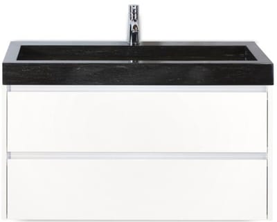 Dante Badmeubelset 100 cm - Wit Hoogglans - Wastafel Hardsteen Wit Lucca