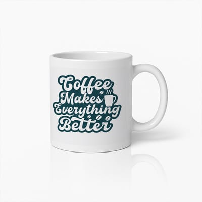 330 ml Koffiemok met 'Koffie Maakt Alles Beter' Quote – Perfect Cadeau voor Koffieliefhebbers