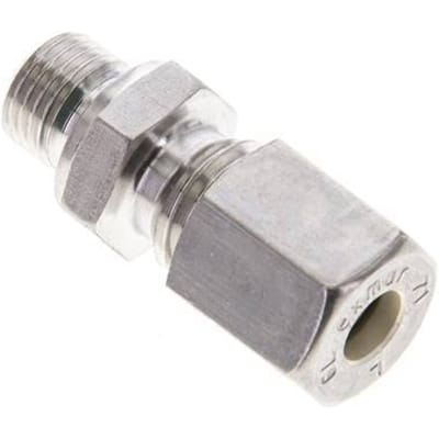 6L & M10x1 RVS Rechte Knelfitting Buitendraad 315bar FKM ISO 8434-1